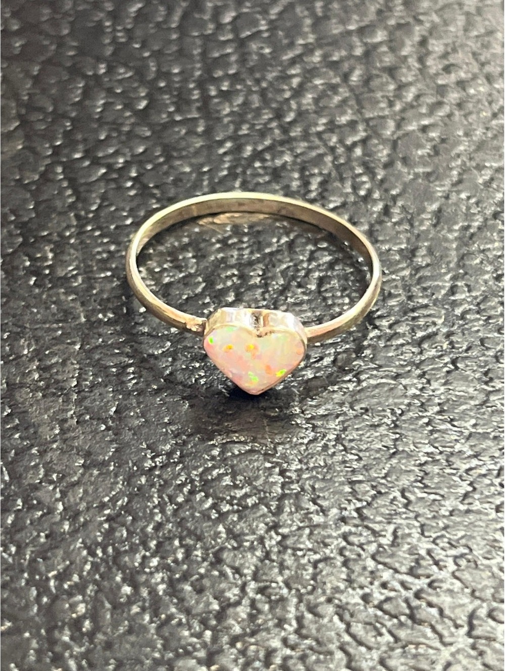 Navajo handmade opal heart sterling silver cluster ring size 8 dainty